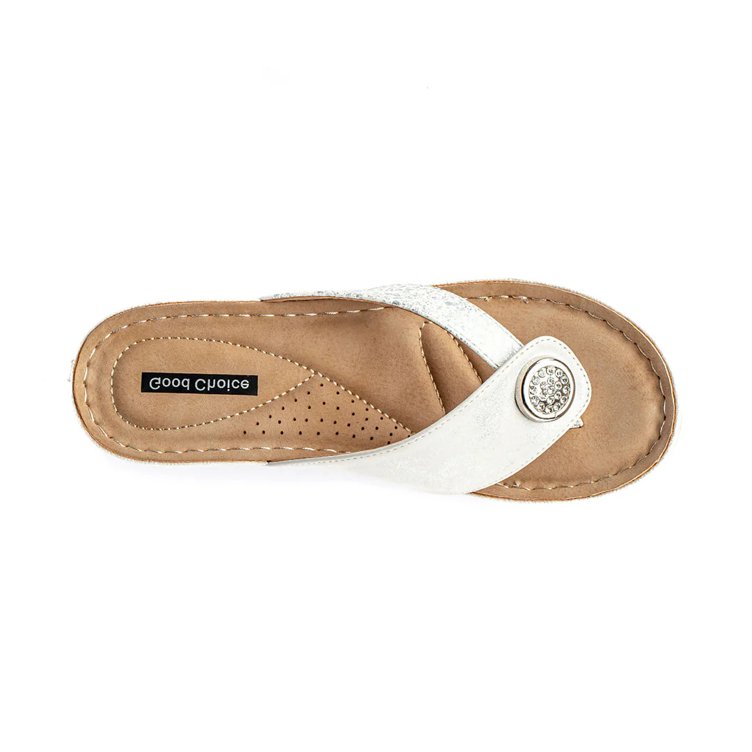 Women's Dafni White Wedge Sandals - Image 5