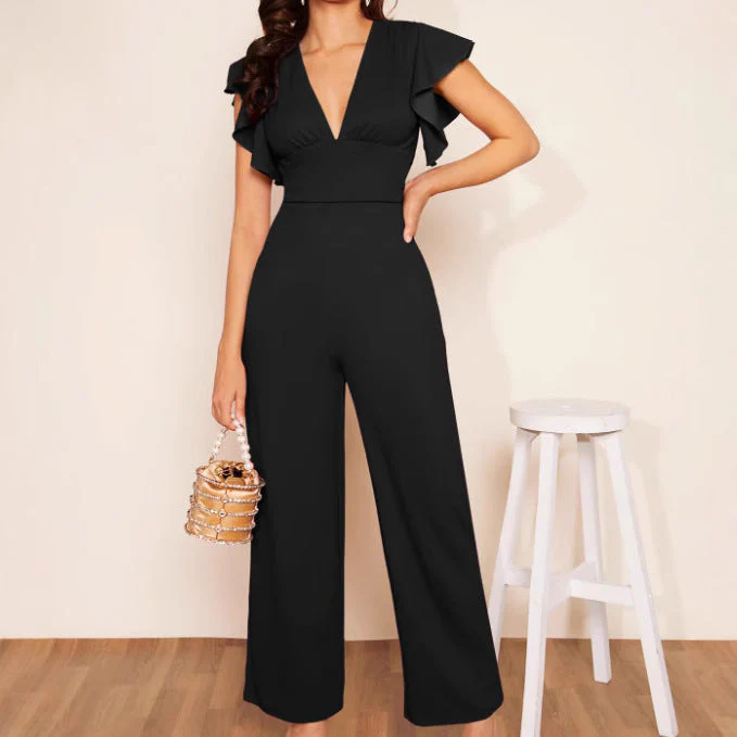 Women's Elegant High-Waist Ruffle Trim Jumpsuit | 3 Colors S–XL - Image 4