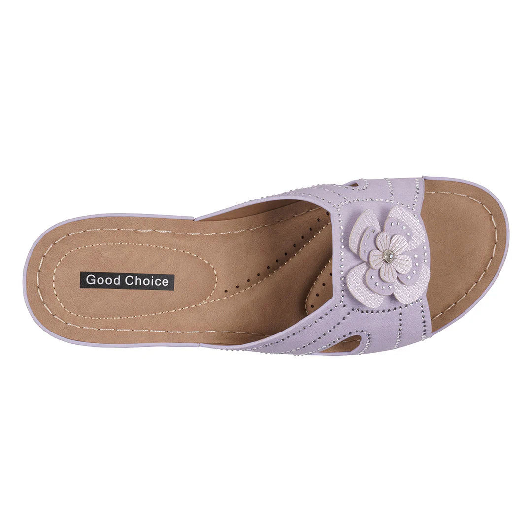 Women's Fiora Lilac Floral Wedge Sandals - Image 3
