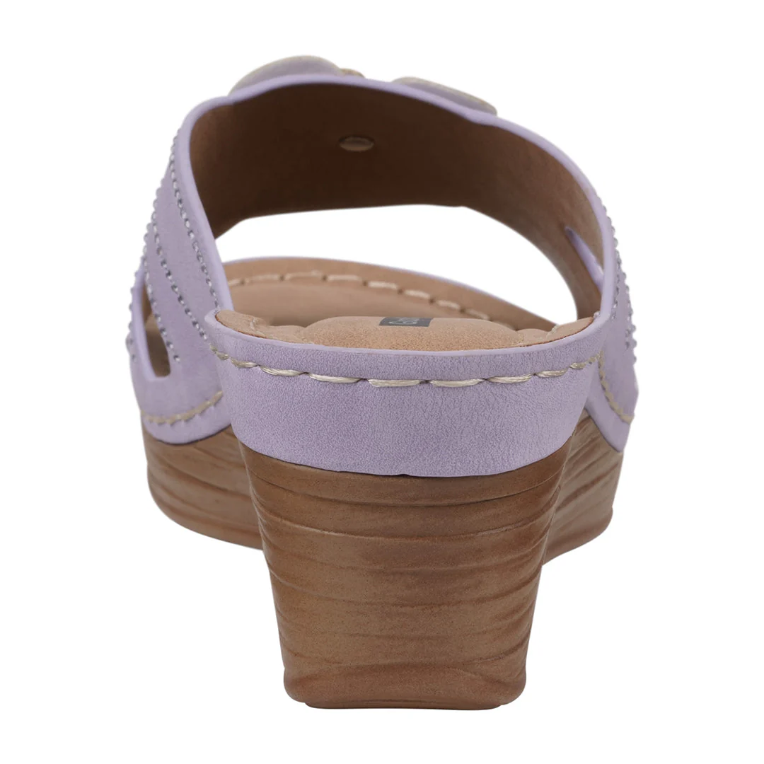 Women's Fiora Lilac Floral Wedge Sandals - Image 4