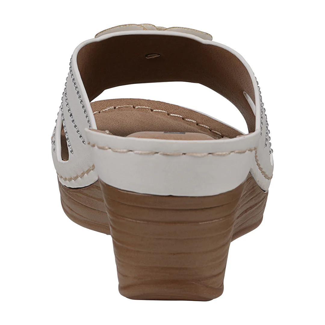 Women's Fiora White Floral Wedge Sandals - Image 4