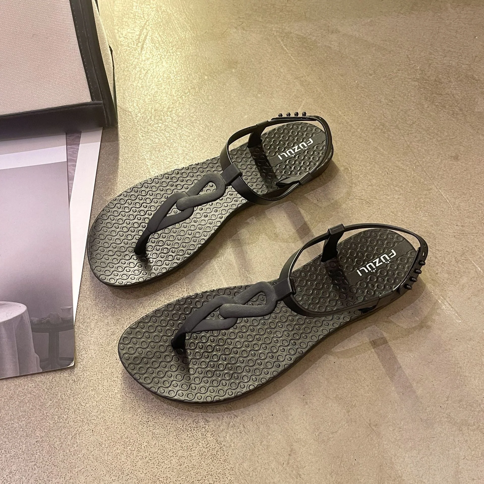 Women's Flat Buckle Strap Sandals - Image 2