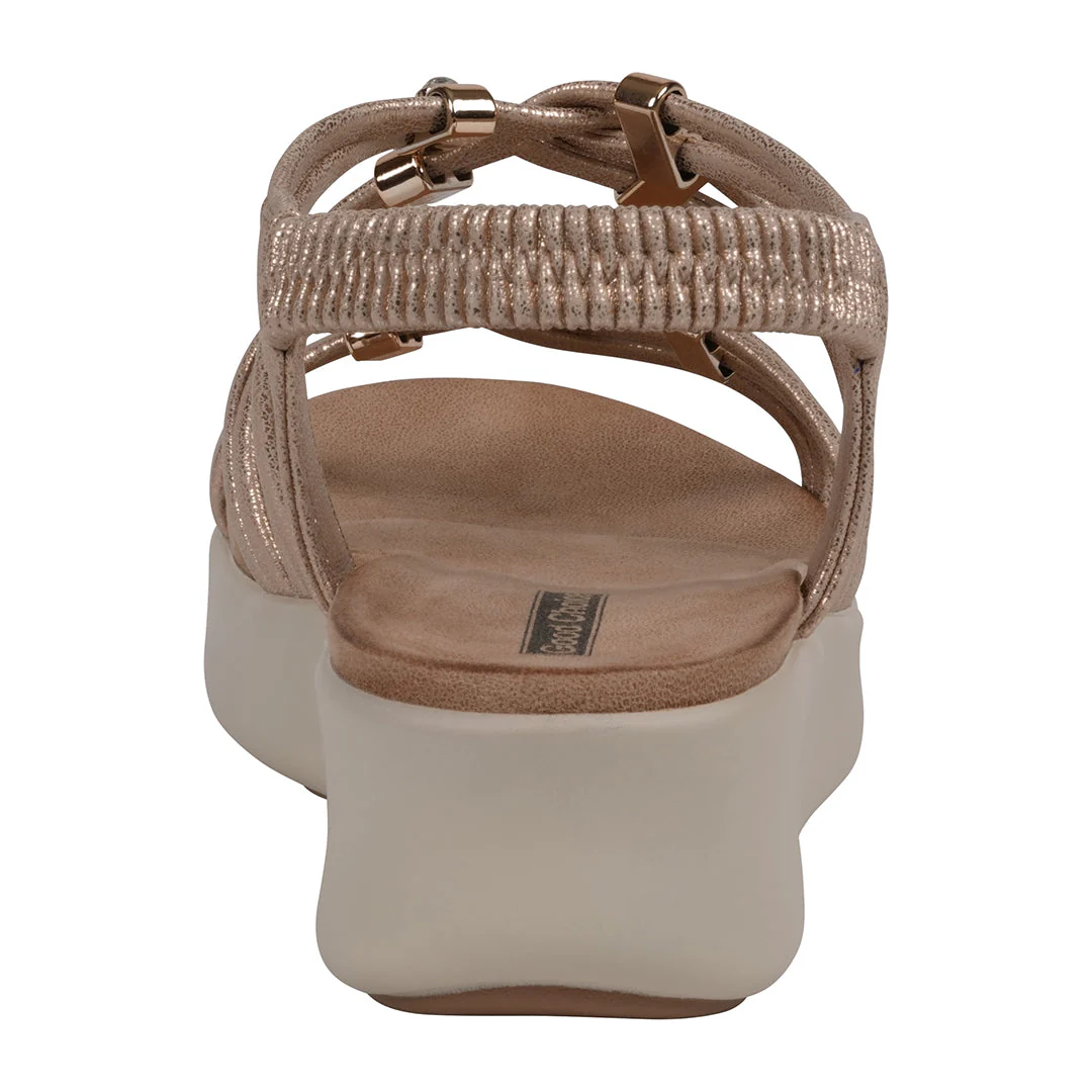 Women's Fran Gold Strappy Wedge Sandals - Image 4