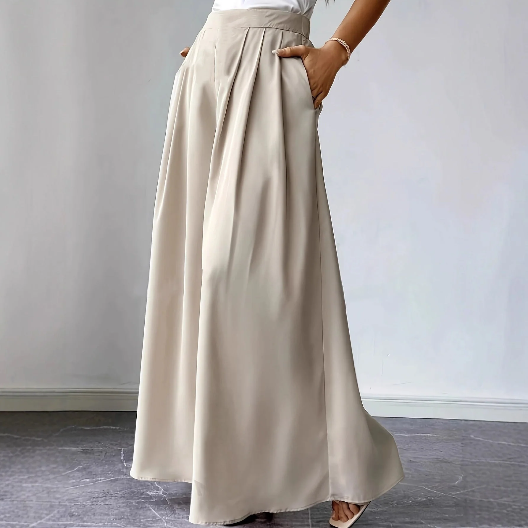 Women's High-Waist Pleated Wide-Leg Pants – Relaxed Bohemian Linen - Image 2