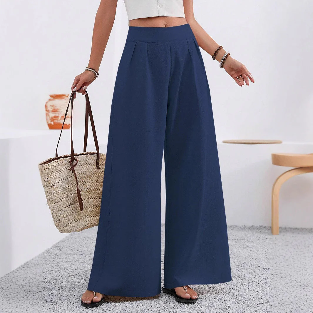 Women's High-Waist Wide-Leg Trousers with Pockets – Full Length - Image 4
