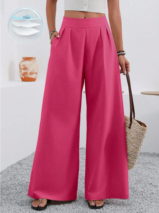 Women's High-Waist Wide-Leg Trousers with Pockets – Full Length - Image 9