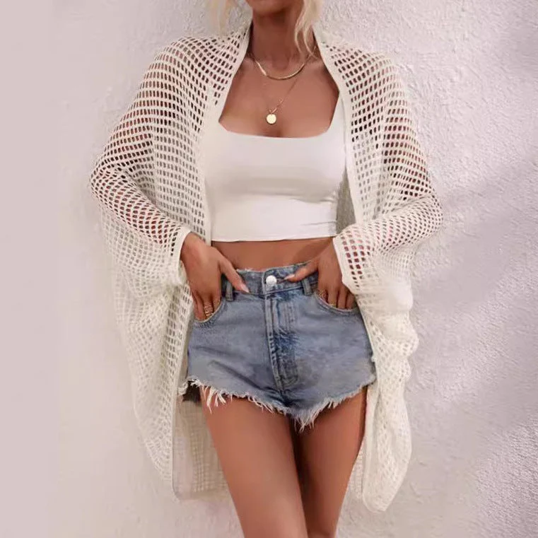 Women's Hollow-Out Shawl Cardigan – Batwing Sleeve Sun-Protective Cover-Up - Image 8