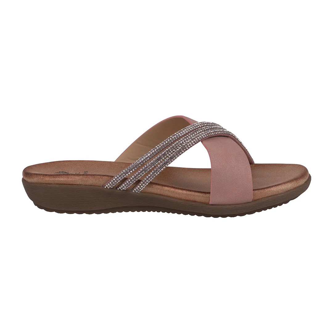 Women's Iris Blush Embellished Asymmetrical Flat Sandals - Image 3