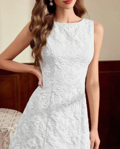 Women's Jacquard Sleeveless Midi Dress – Slim Fit French Minimalist Style - Image 14