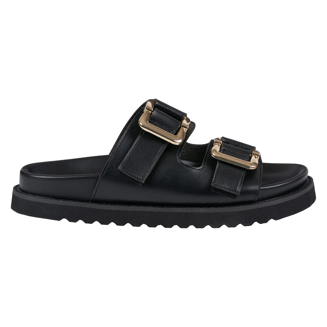 Women's Juno Black Slide Footbed Sandals - Image 2