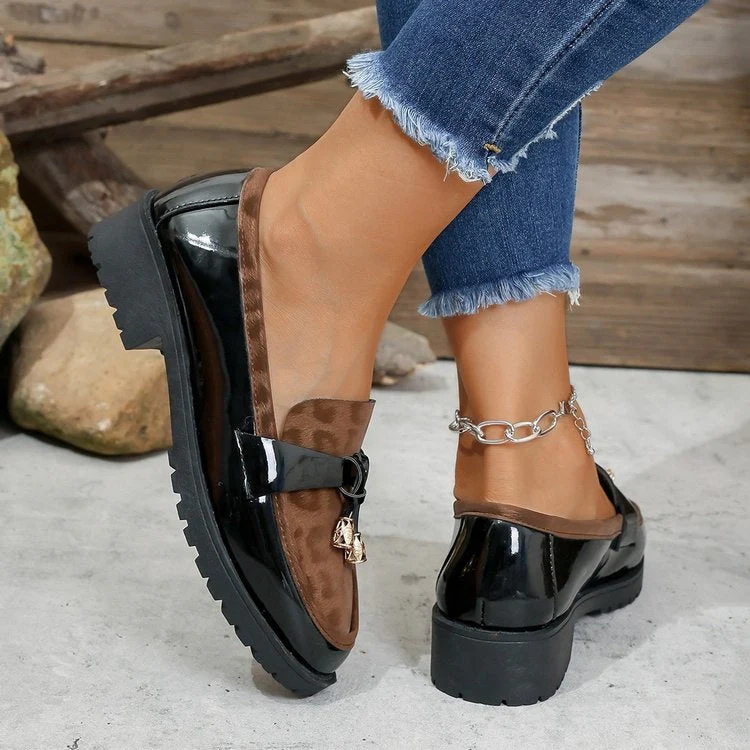 Women's Korean Style Leopard Print Buckle Loafers – Mid-Heel Non-Slip Casual Shoes - Image 6