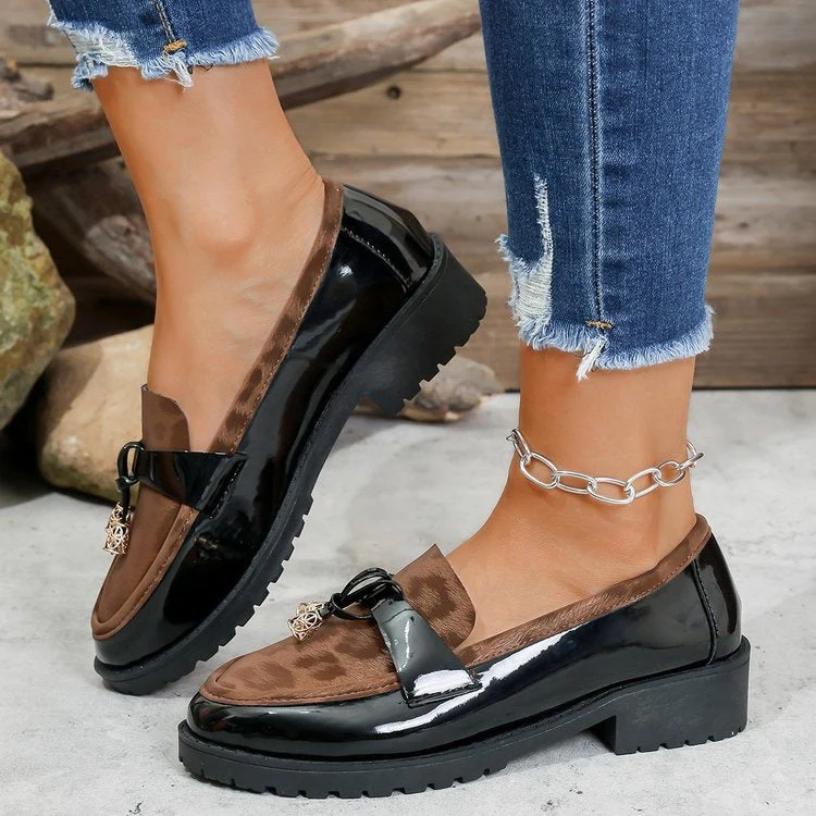 Women's Korean Style Leopard Print Buckle Loafers – Mid-Heel Non-Slip Casual Shoes - Image 7