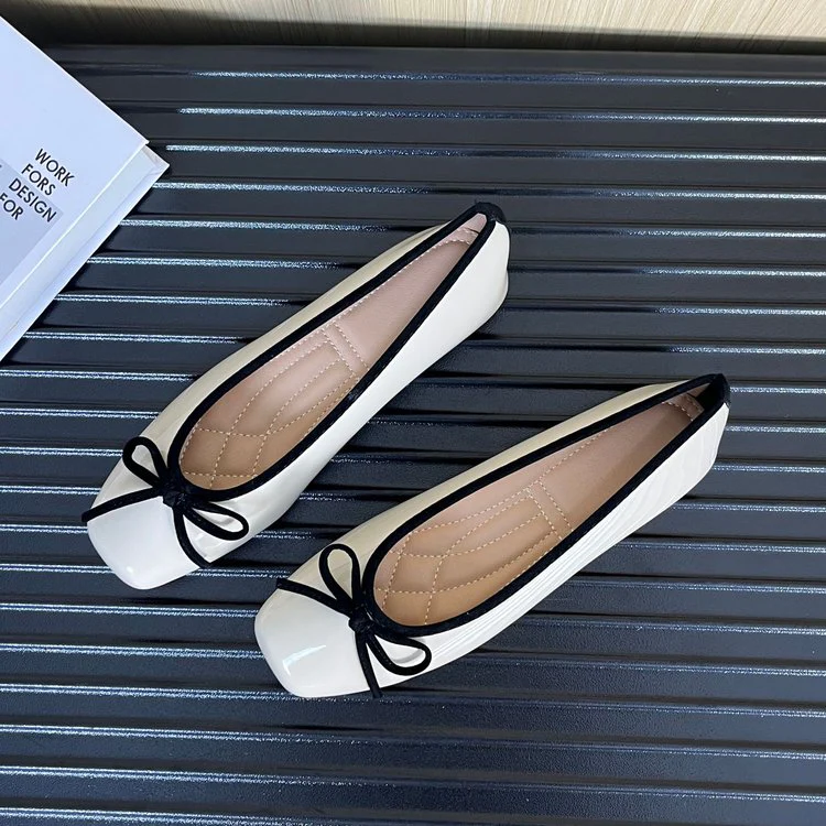 Women's Korean Style Square Toe Soft Sole Slip-On Flats – Wide Size - Image 3