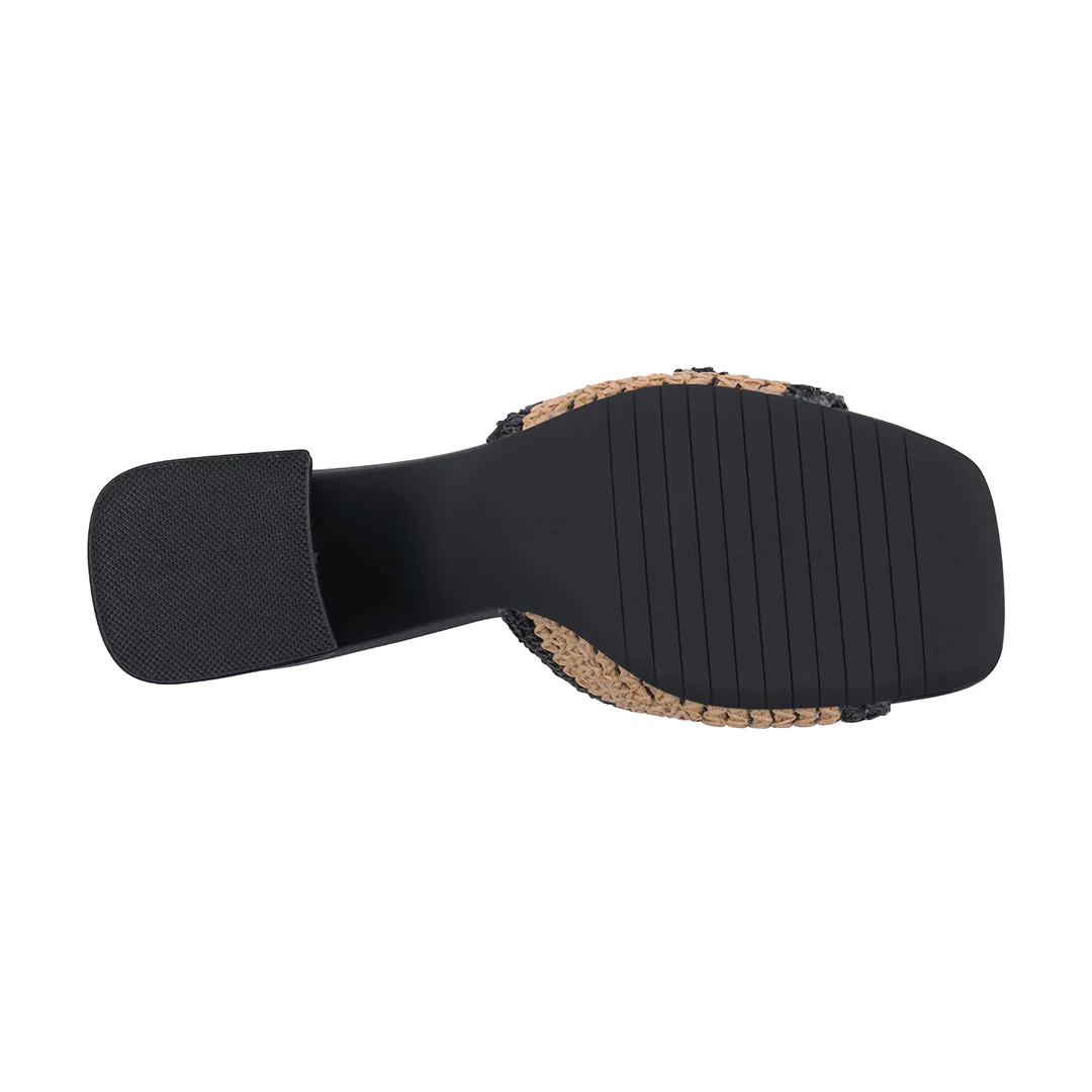Women's Liza Black Woven Heeled Sandals - Image 5