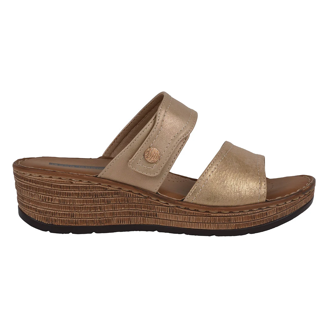 Women's Meli Gold Wedge Sandals - Image 2