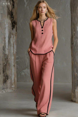 Women's Minimalist Sleeveless Two-Piece Set - Image 15