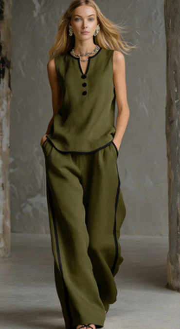 Women's Minimalist Sleeveless Two-Piece Set - Image 8