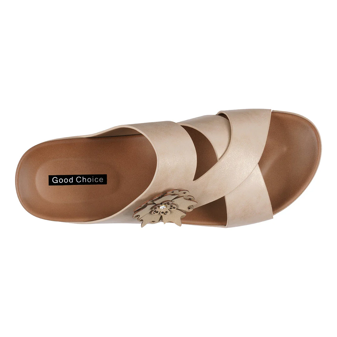 Women's Nessie Gold Flower Comfort Sandals - Image 3