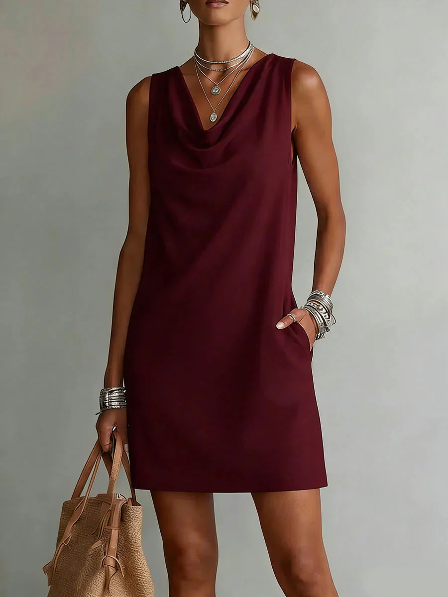 Women's Off-Shoulder Sleeveless Dress – Casual Pullover Midi Dress - Image 10