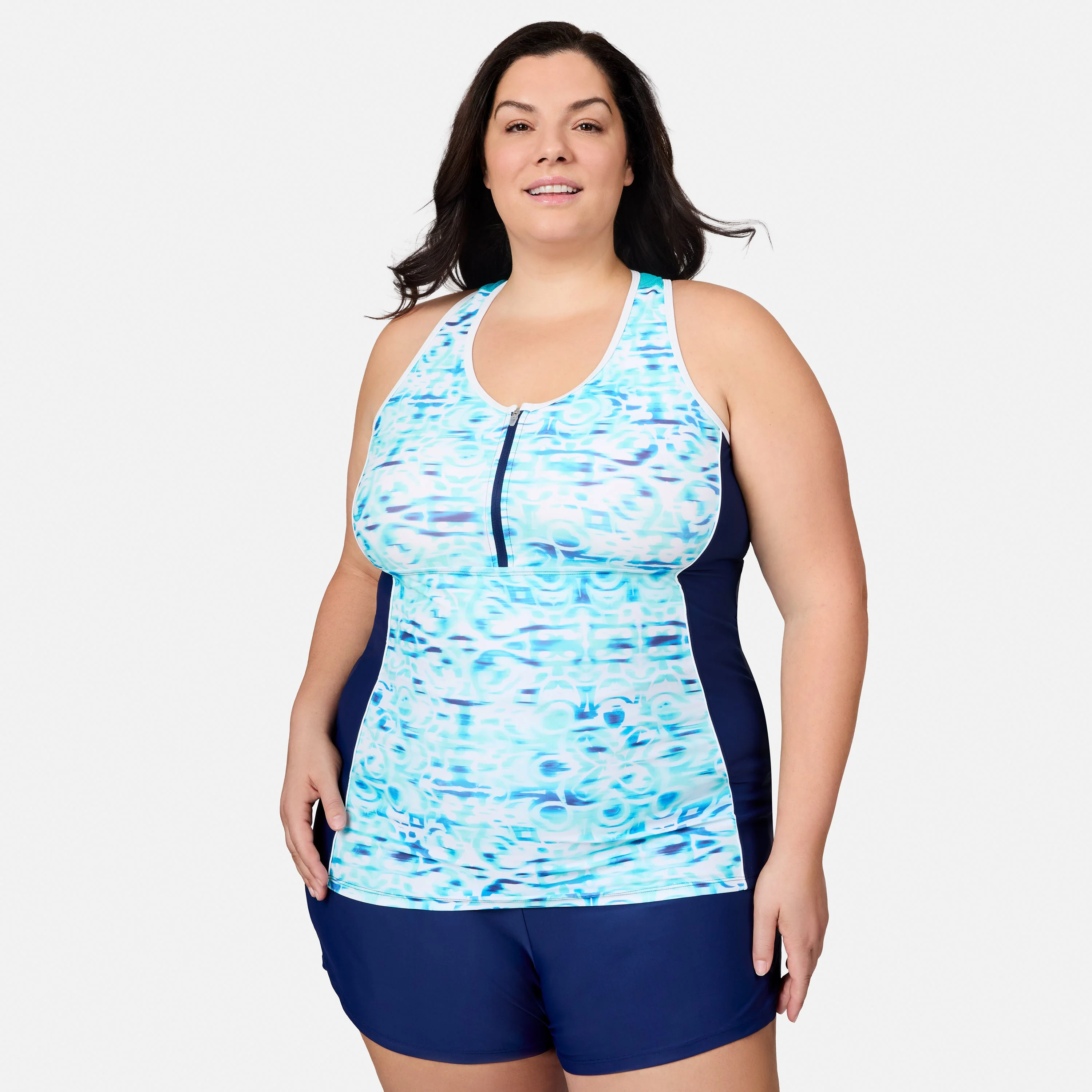 Women's Plus Size Mirage Mesh Racerback Tankini Top - Image 3