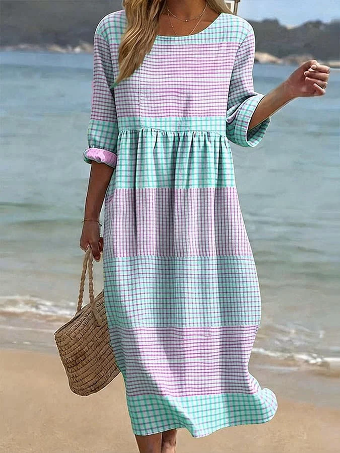 Women's Plus-Size Patchwork Maxi Dress – Relaxed Fit Casual Skirt - Image 10