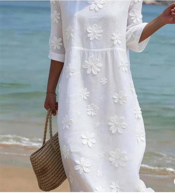Women's Plus-Size Patchwork Maxi Dress – Relaxed Fit Casual Skirt - Image 4