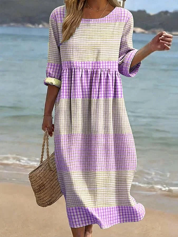 Women's Plus-Size Patchwork Maxi Dress – Relaxed Fit Casual Skirt - Image 9