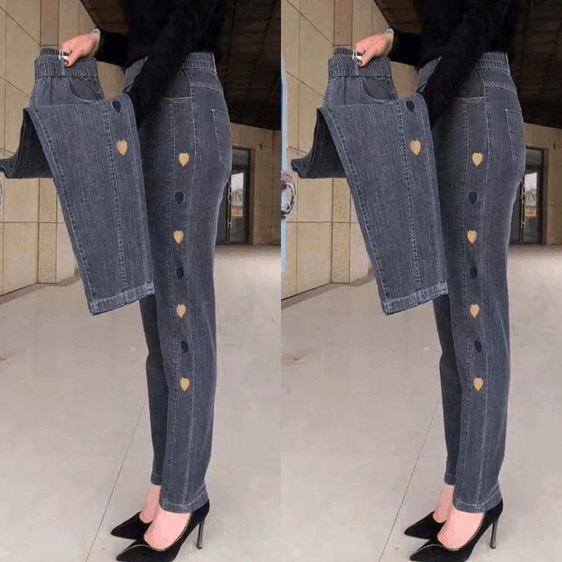 Women's Plus Size Thin High Waist Stretch Jeans - Image 10