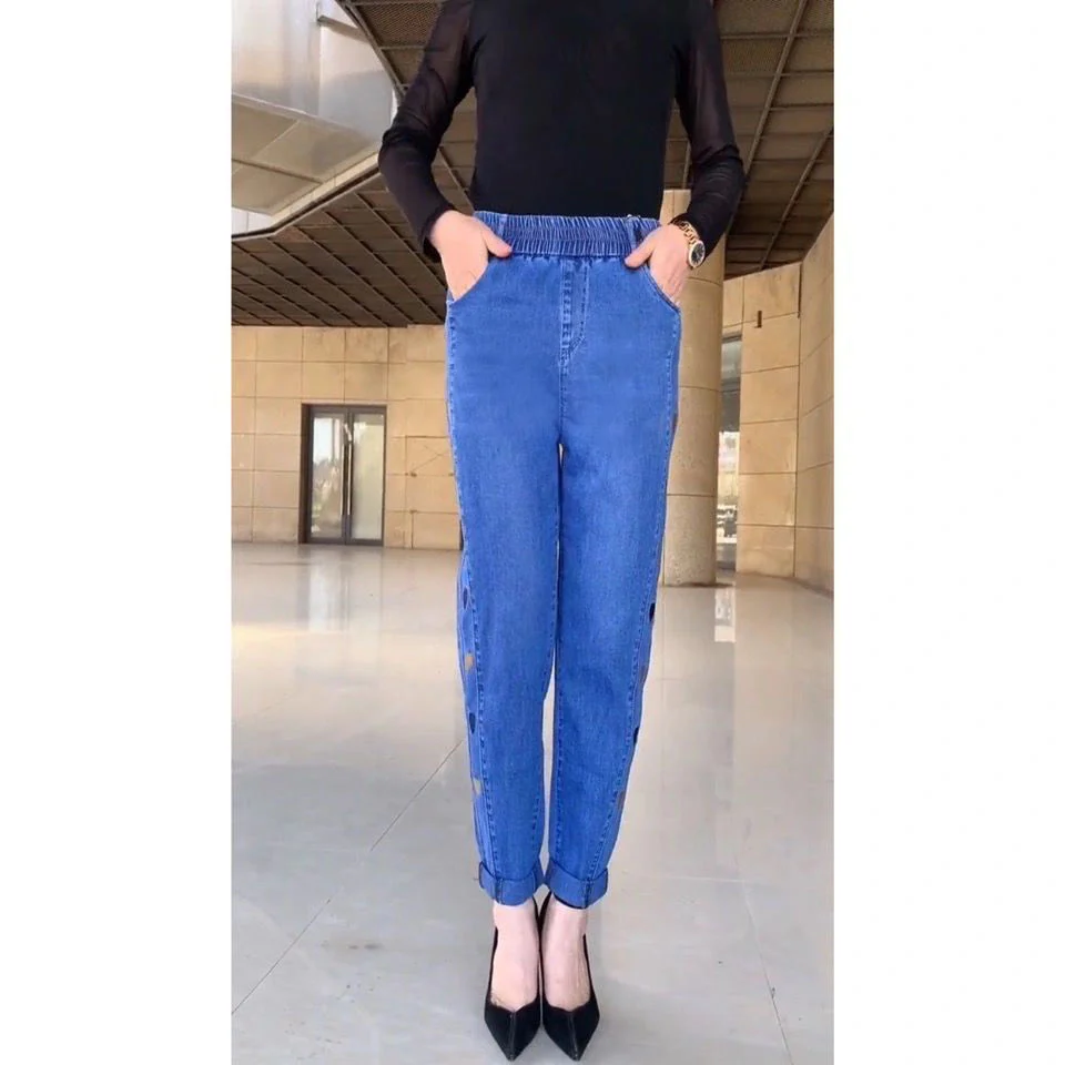 Women's Plus Size Thin High Waist Stretch Jeans - Image 2