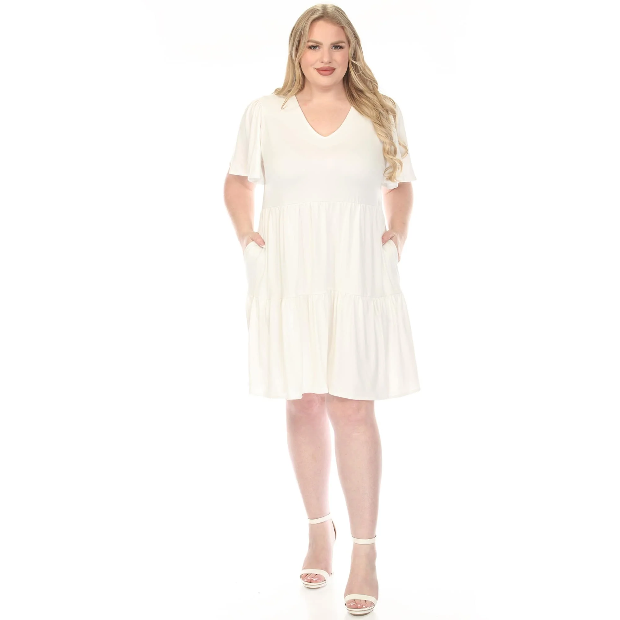 Women's Plus Size V-Neck Short Sleeve Dress