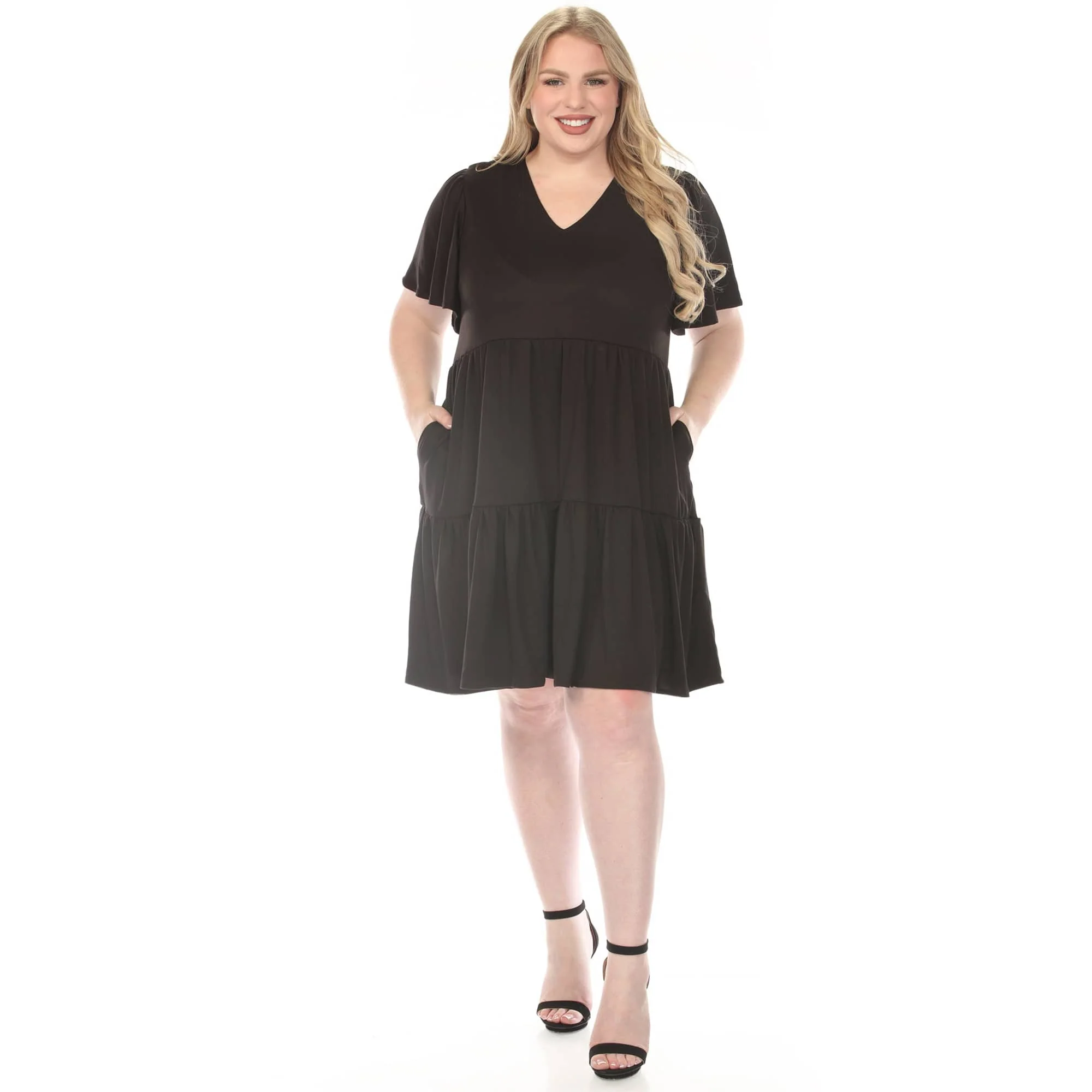 Women's Plus Size V-Neck Short Sleeve Dress - Image 2