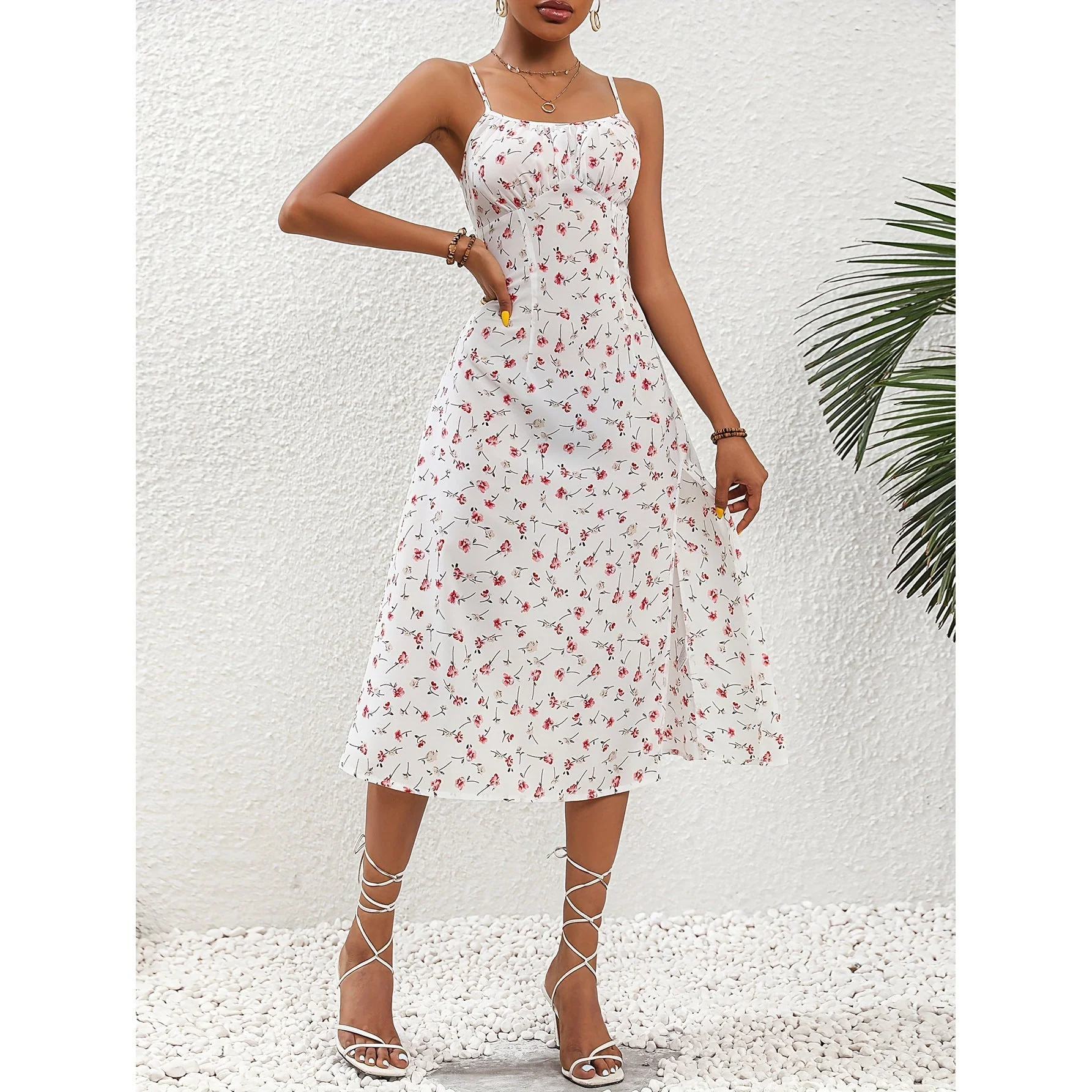 🌸 Women's Polka Dot Suspender Maxi Dress – Summer Elegance with a Flirty Twist - Image 2