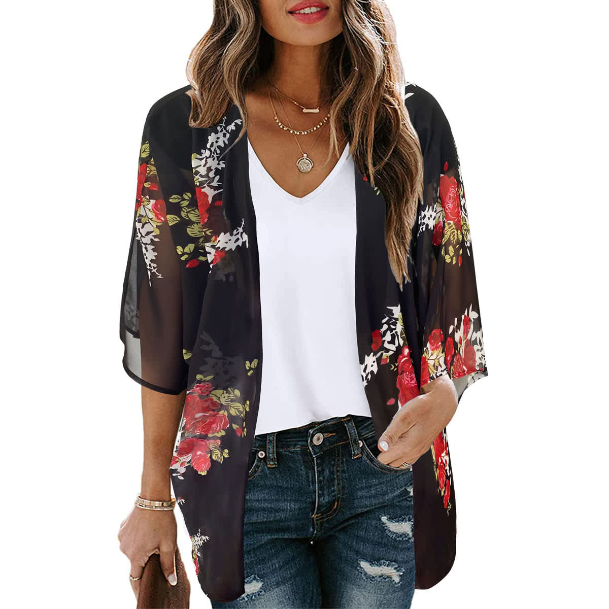 Women's Printed Chiffon Cardigan - Image 137