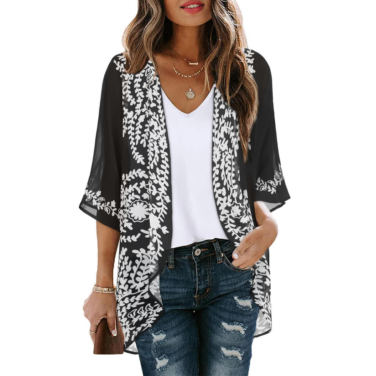 Women's Printed Chiffon Cardigan - Image 141