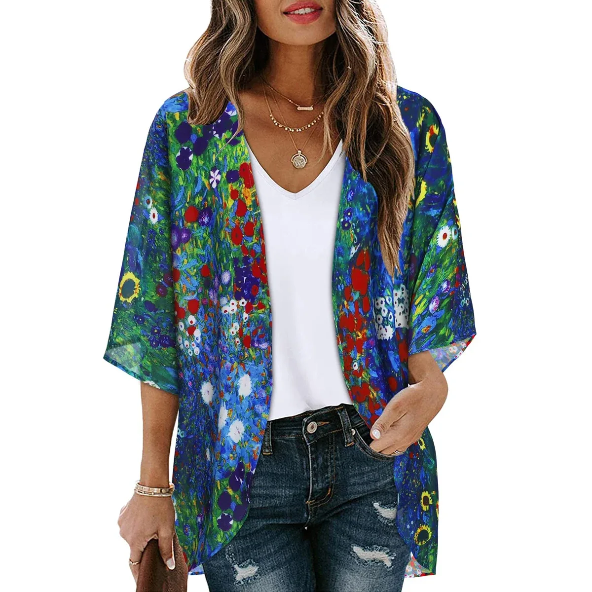Women's Printed Chiffon Cardigan - Image 144