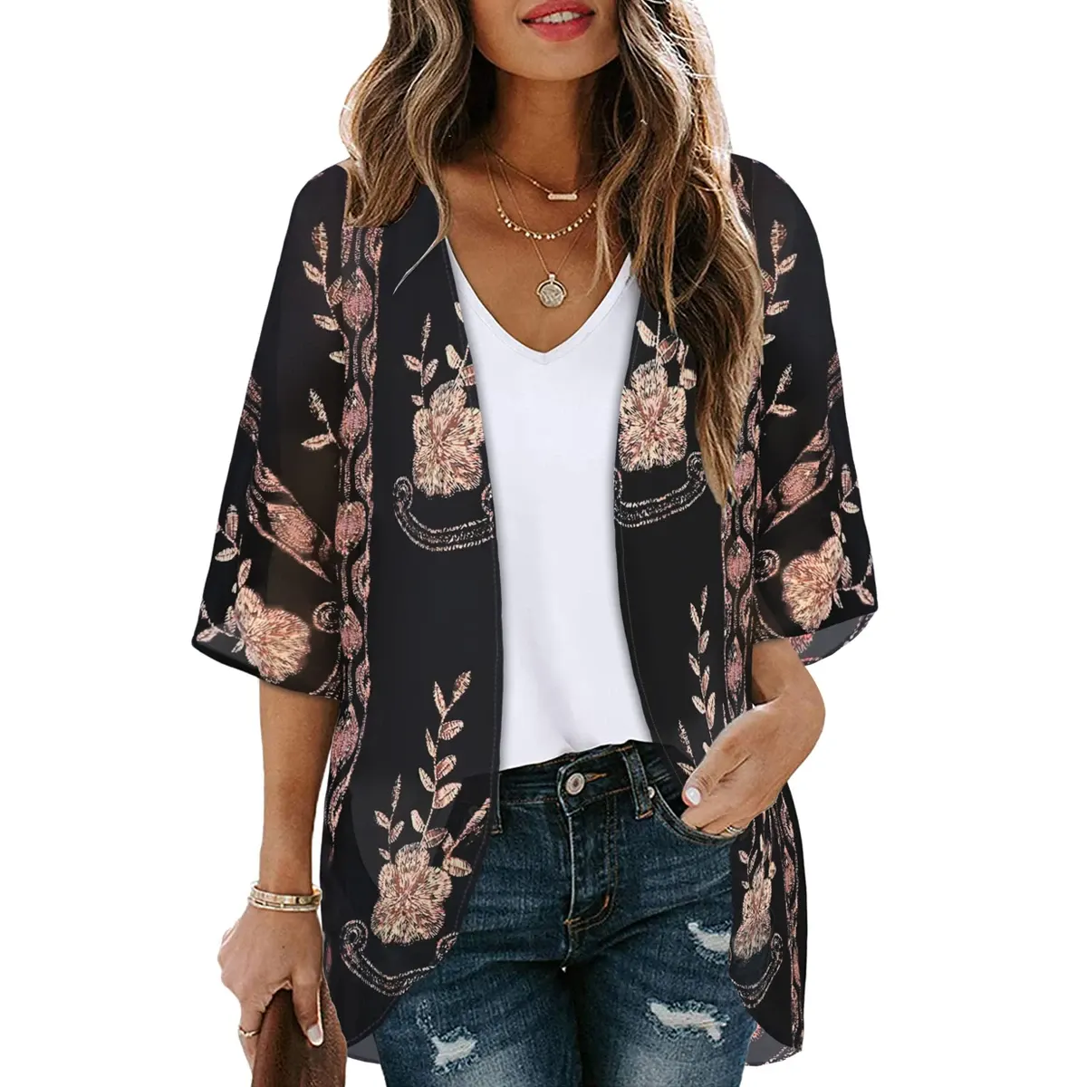 Women's Printed Chiffon Cardigan - Image 169