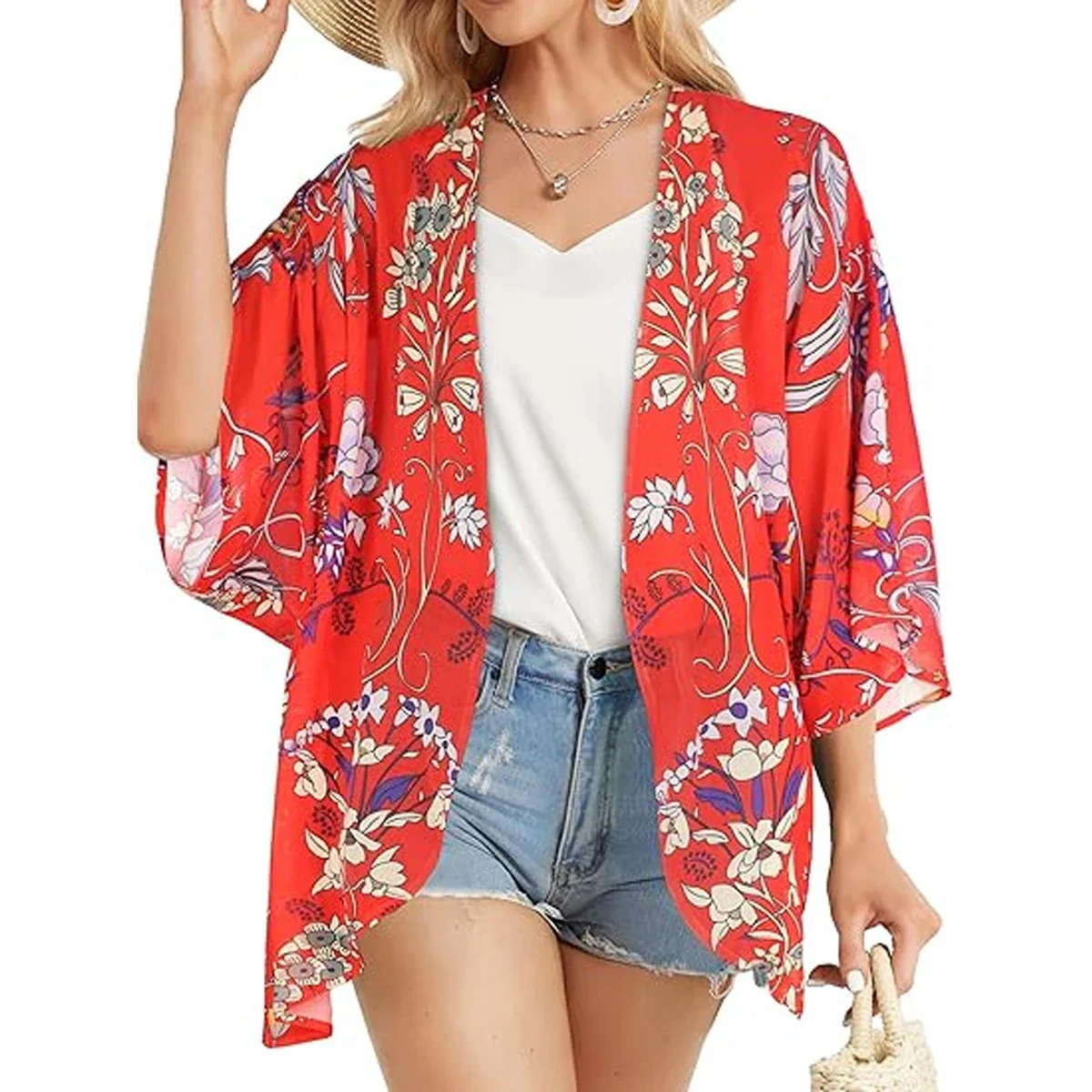 Women's Printed Chiffon Cardigan - Image 201