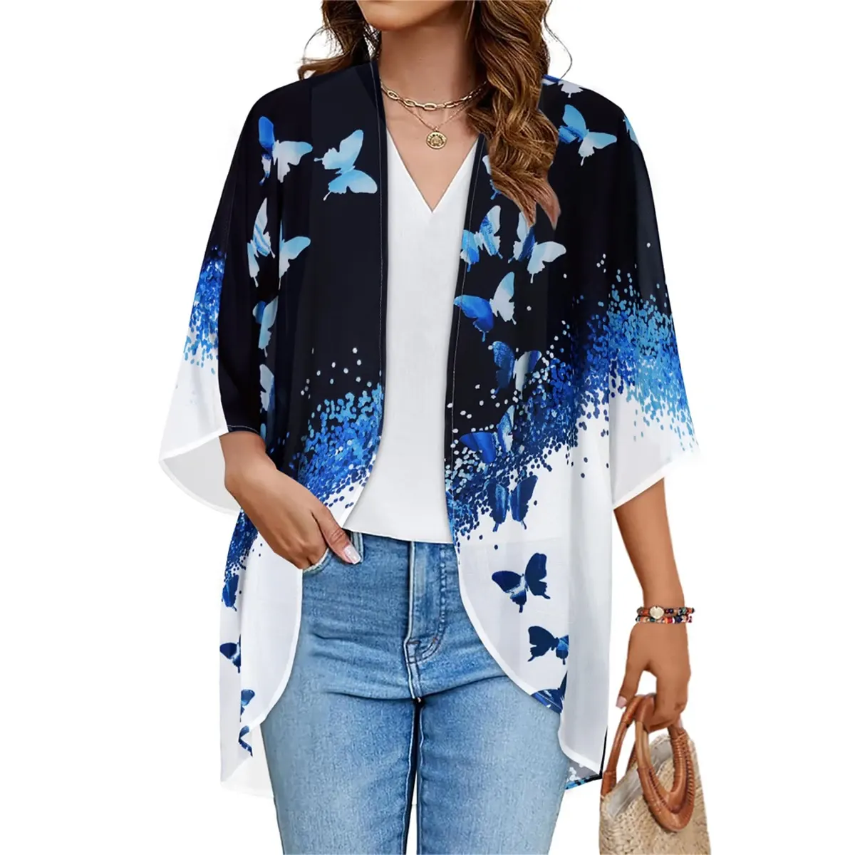 Women's Printed Chiffon Cardigan - Image 209