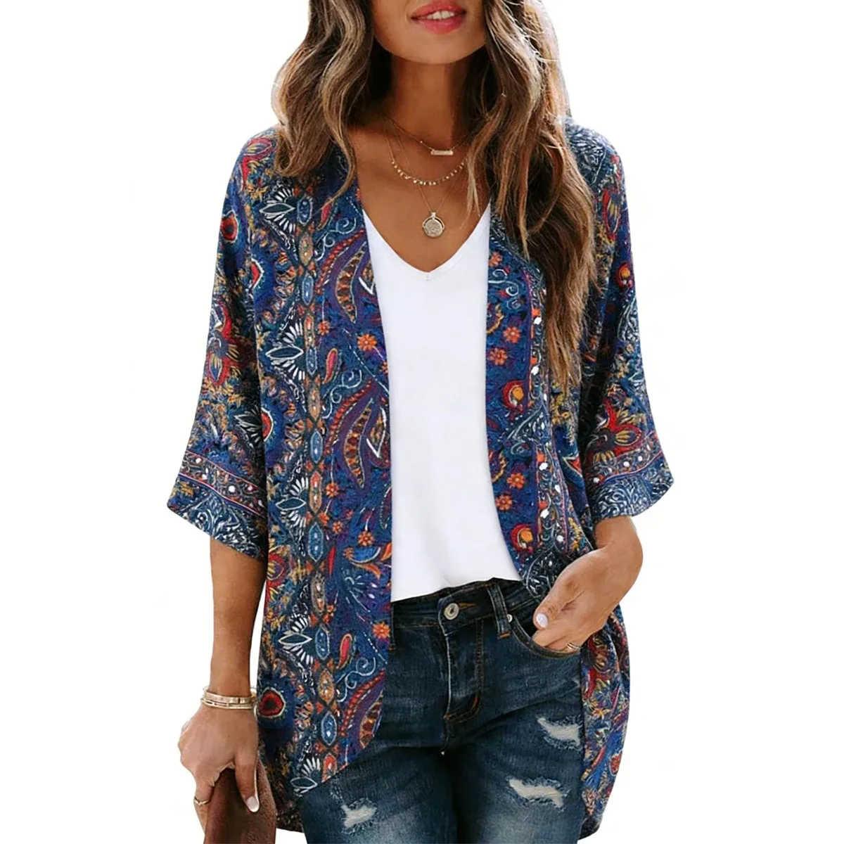 Women's Printed Chiffon Cardigan - Image 241