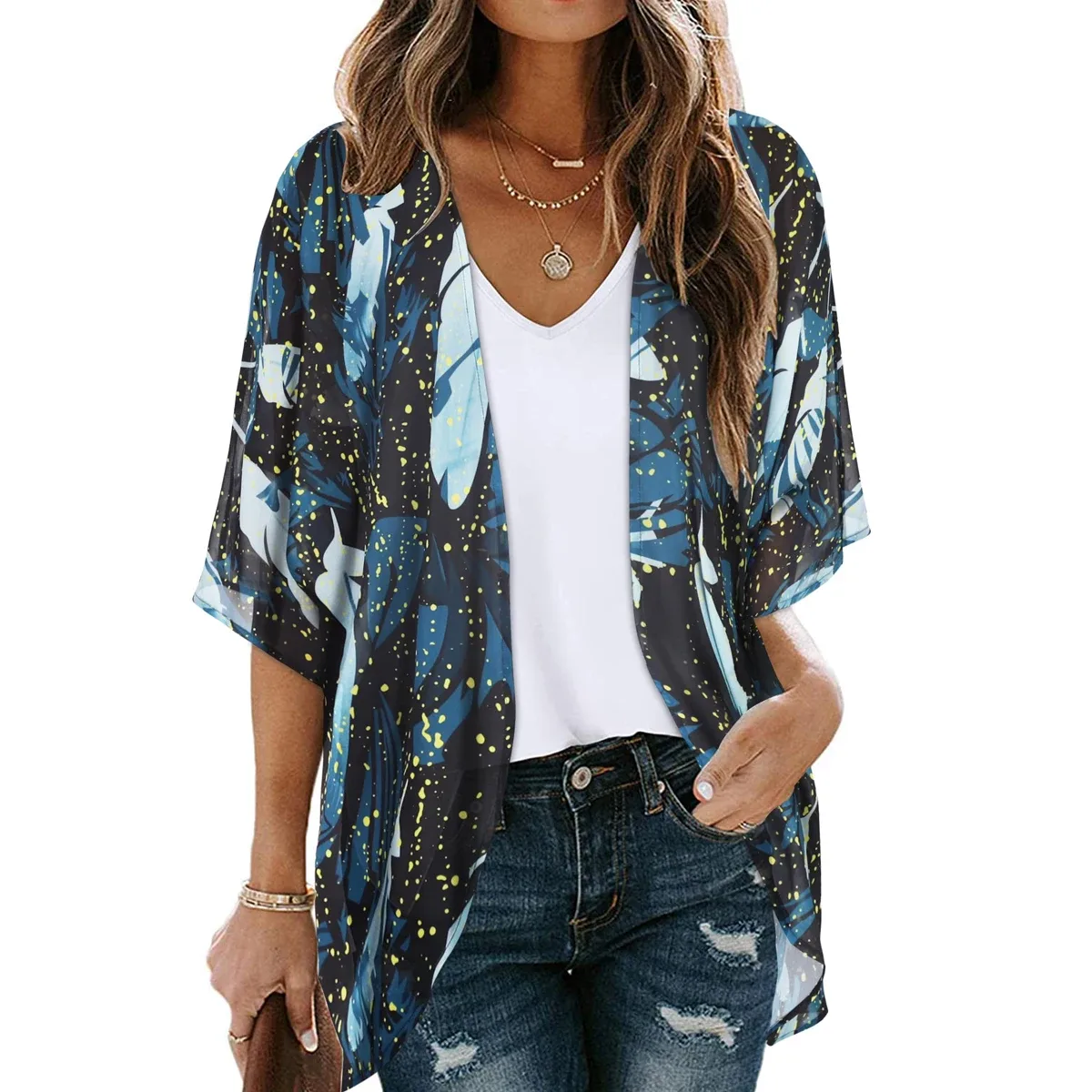 Women's Printed Chiffon Cardigan - Image 38