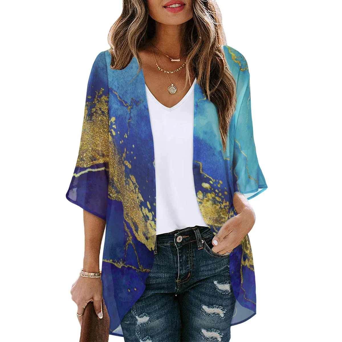 Women's Printed Chiffon Cardigan - Image 43