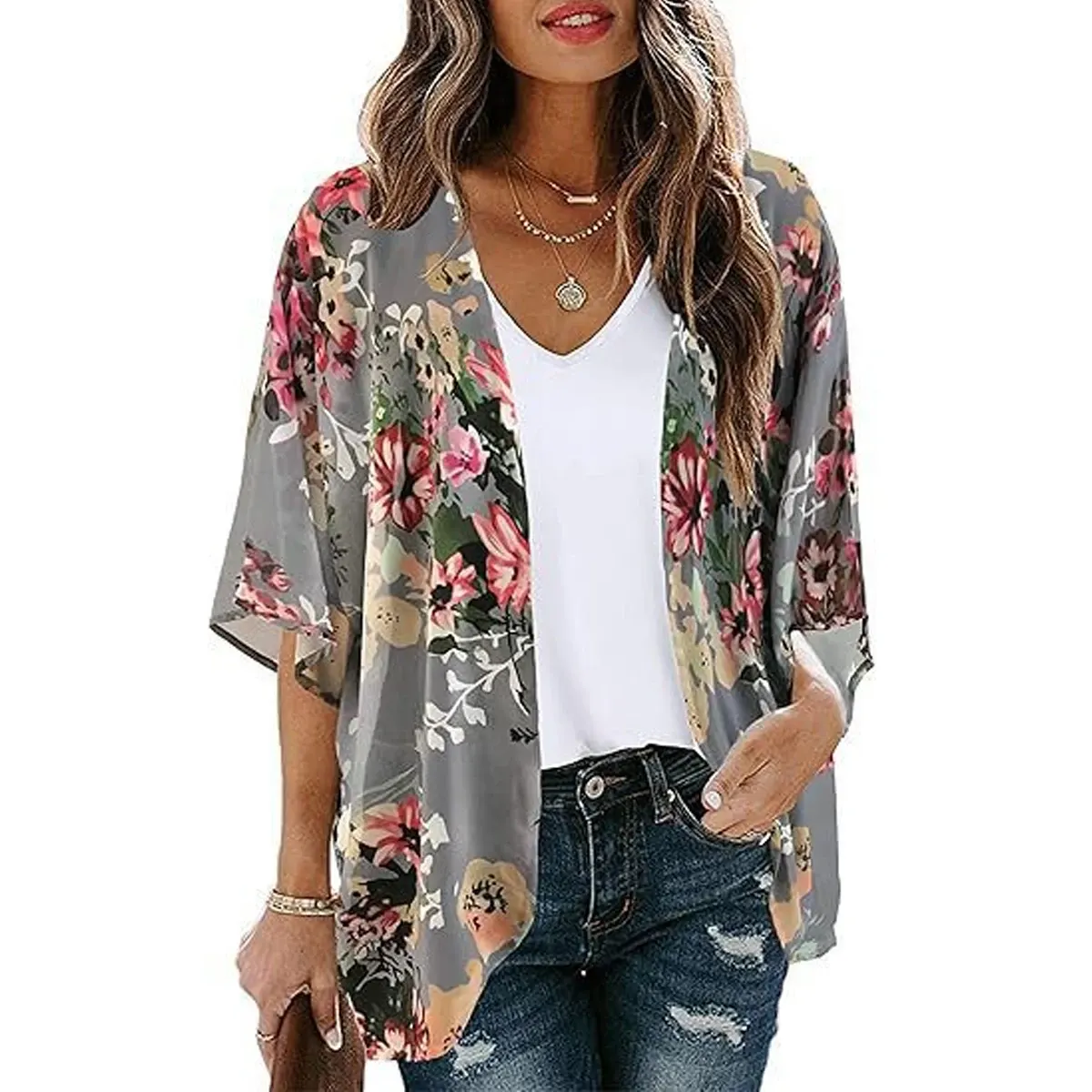 Women's Printed Chiffon Cardigan - Image 7