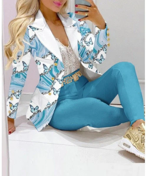 Women's Printed Coat & Trousers Two-Piece Set – 19 Prints, Casual Fashion Suit - Image 5