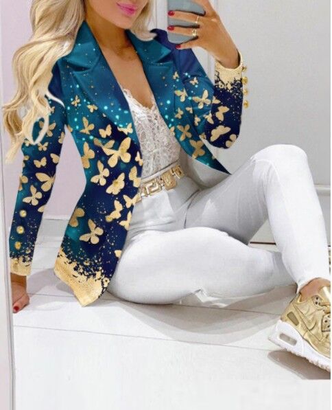 Women's Printed Coat & Trousers Two-Piece Set – 19 Prints, Casual Fashion Suit - Image 9