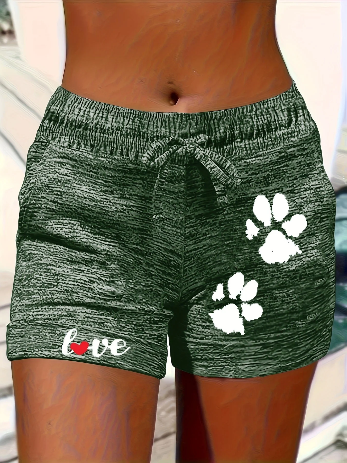 Women's Printed Elastic Waist Cropped Shorts With Pockets - Image 4