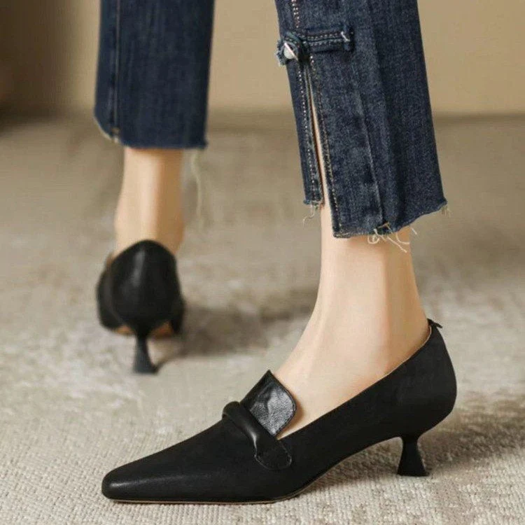 Women's Retro French Kitten Heel Mules – Pointed Toe Slip-On Shoes - Image 5