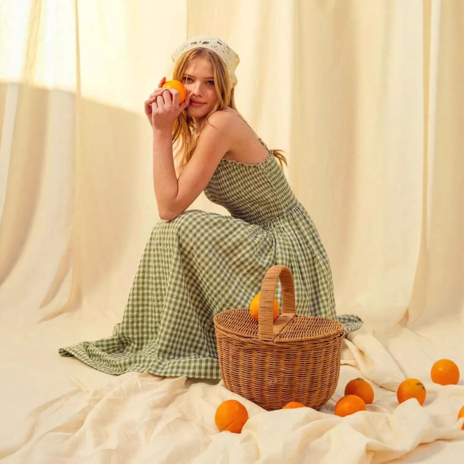 Women's Retro Plaid Sleeveless A-Line Maxi Dress – Fitted Waist Pleated Sundress - Image 5