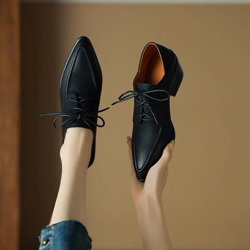 Women's Retro Strap Chunky Heel Pointed-Toe Shoes - Image 5