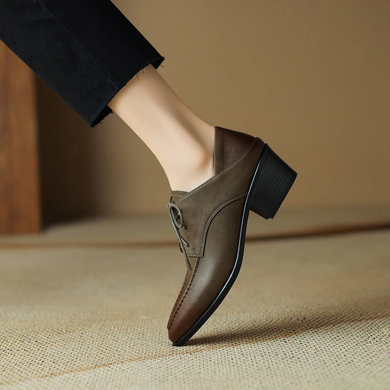 Women's Retro Strap Chunky Heel Pointed-Toe Shoes - Image 8