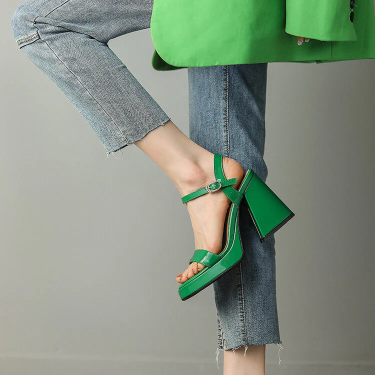 Women's Round Toe Chunky Heel Sandals – Buckle Strap Block Heel - Image 2